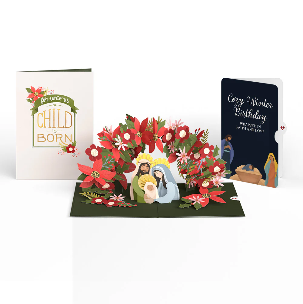 A Child Is Born Christmas Pop-Up Card and Birthday Sentiment Set