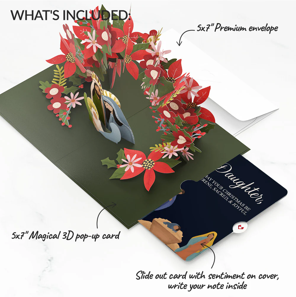 A Child Is Born Christmas Pop-Up Card and Sentiment Set for Daughter - Image 2