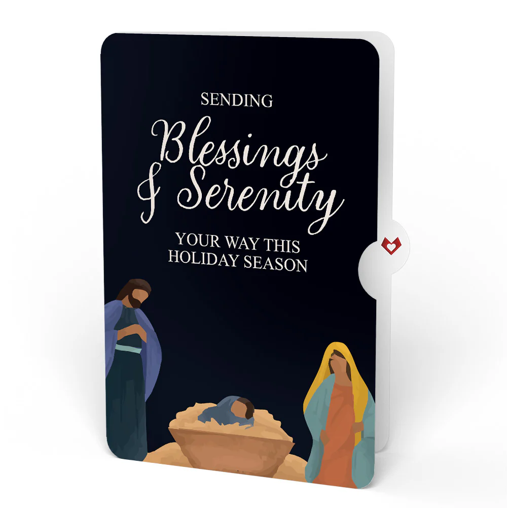 A Child is Born Nativity Christmas Light-Up Pop-Up Card and Blessings & Serenity Sentiment Set - Image 4
