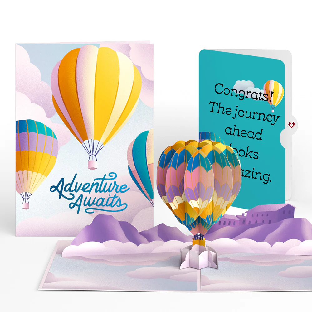 Adventure Awaits Hot Air Balloon Congratulations Pop-Up Card and Sentiment Set