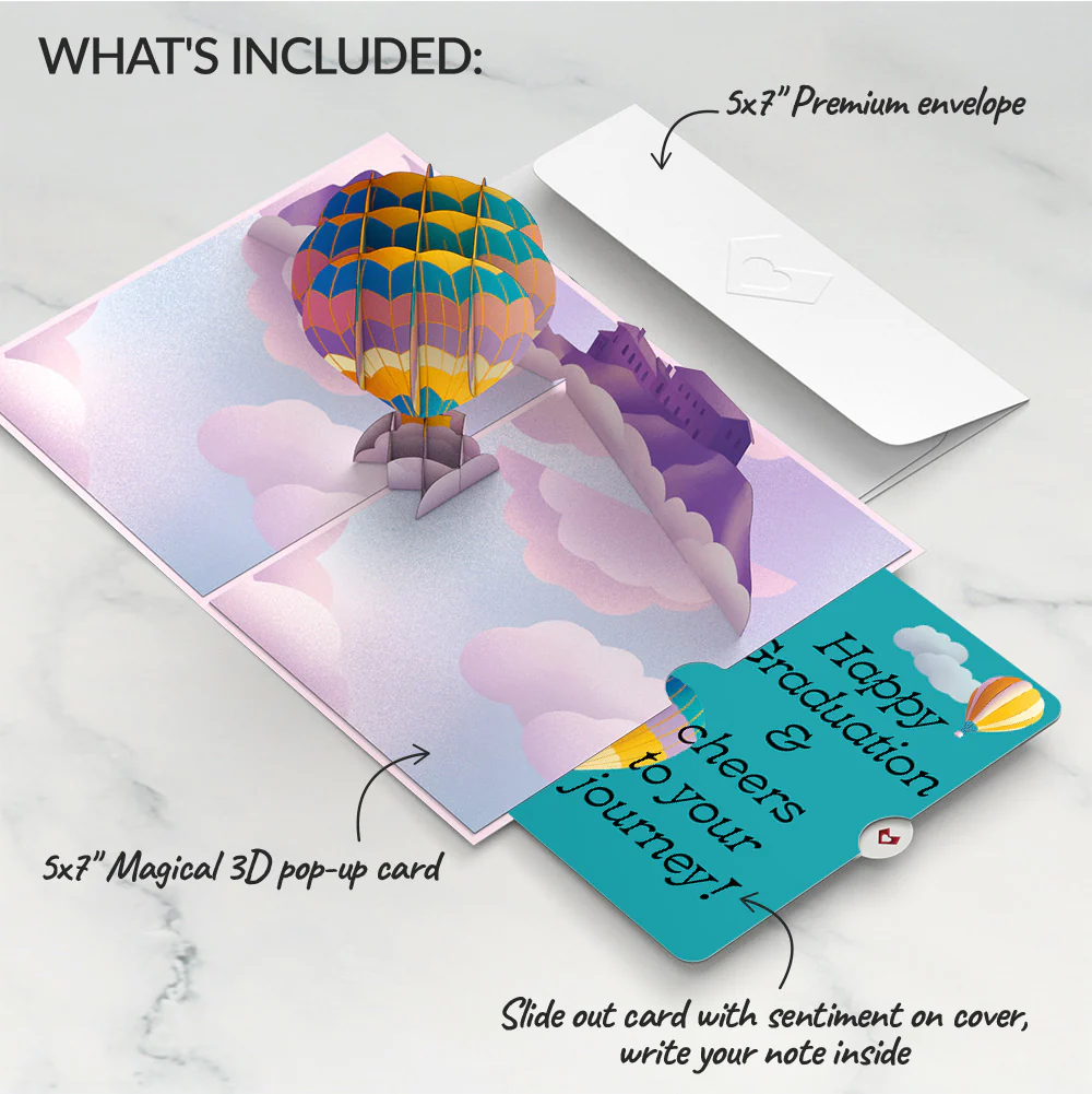 Adventure Awaits Hot Air Balloon Graduation Pop-Up Card and Sentiment Set - Image 2