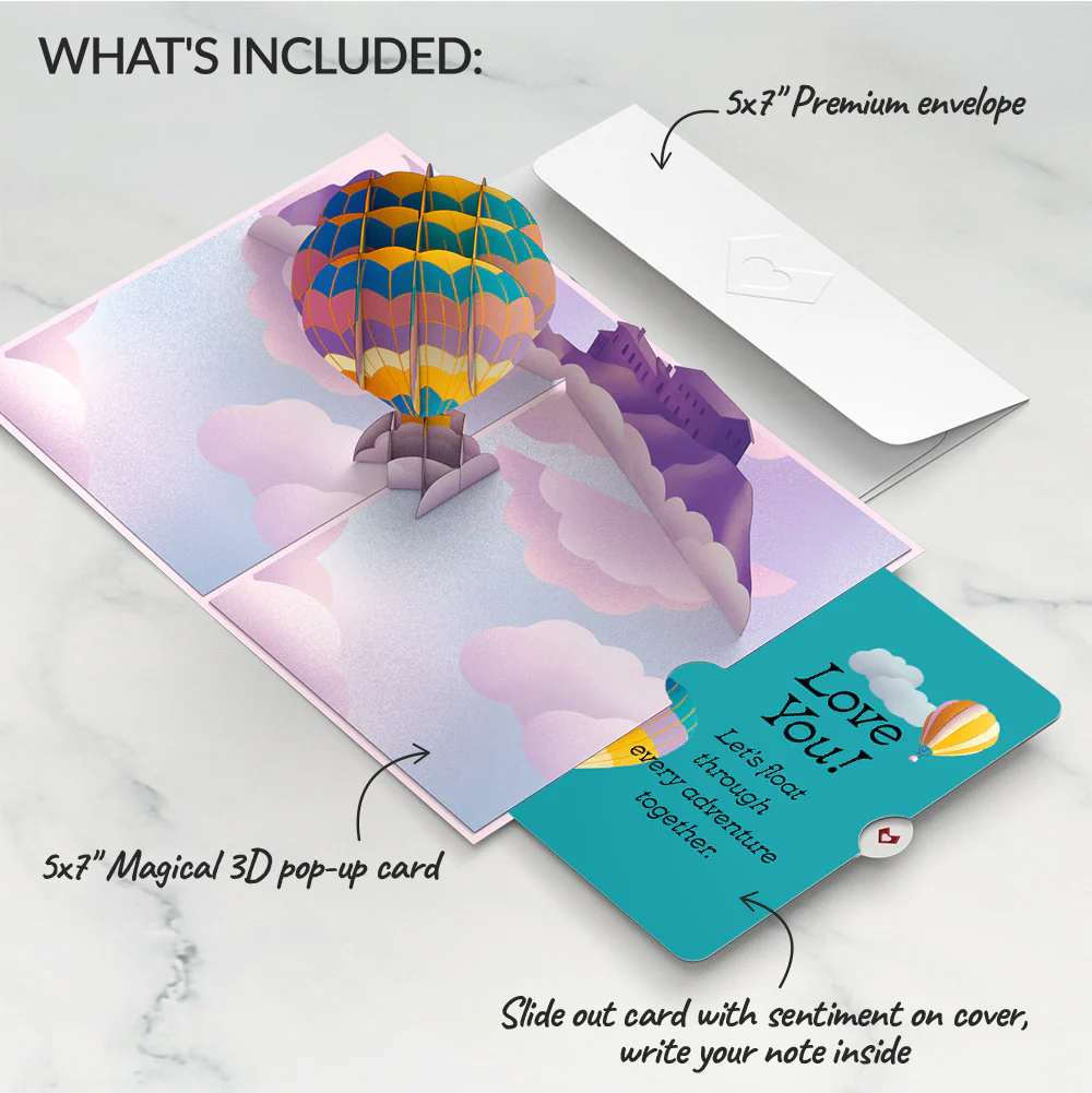 Adventure Awaits Hot Air Balloon Love Pop-Up Card and Sentiment Set - Image 2