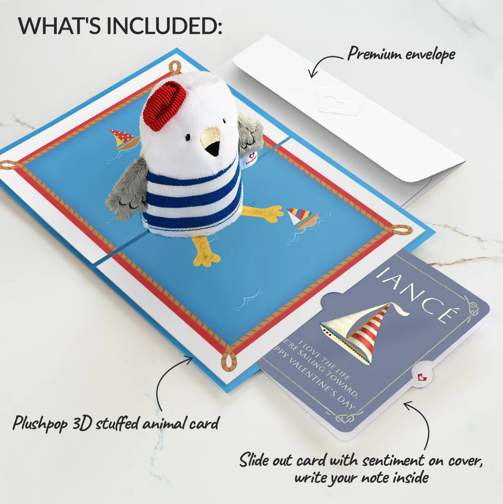 'Ahoy There' Valentine Plushpop Card and Sentiment Set for Fiancé - Image 2