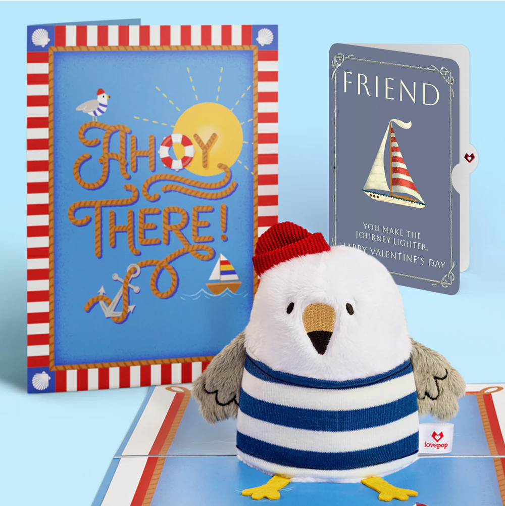 'Ahoy There' Valentine Plushpop Card and Sentiment Set for Friend