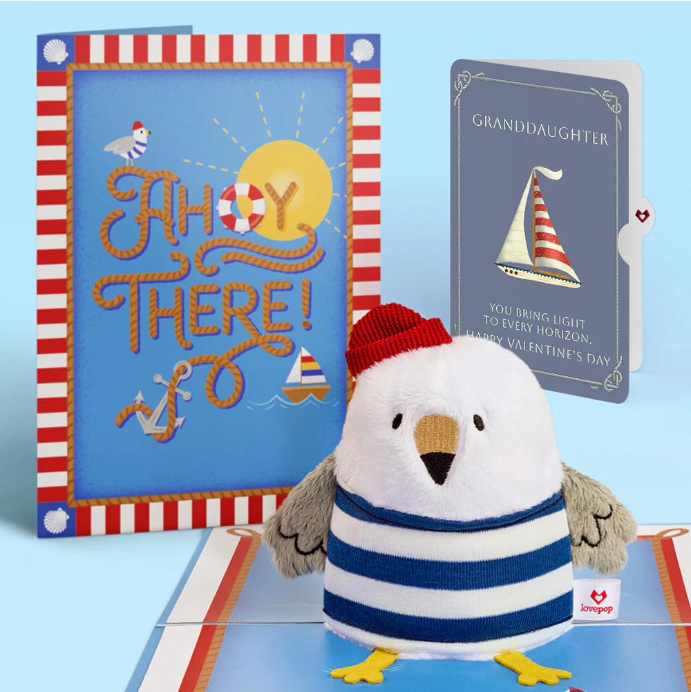 'Ahoy There' Valentine Plushpop Card and Sentiment Set for Granddaughter