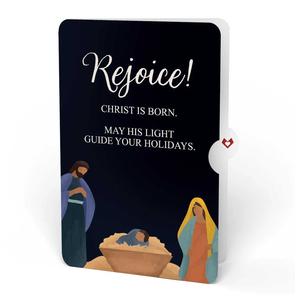 All Is Calm Nativity Christmas Suncatcher Card and Rejoice Sentiment Set - Image 4