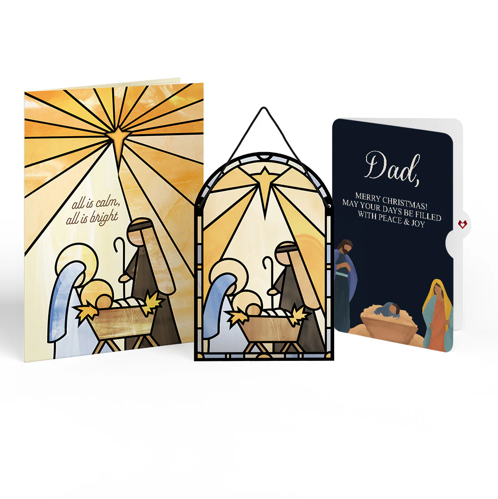 All Is Calm Nativity Christmas Suncatcher Card and Sentiment Set for Dad