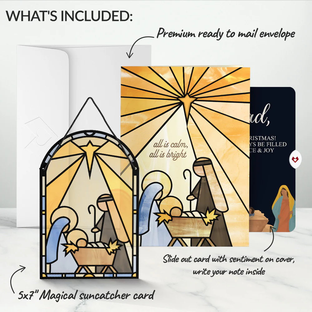 All Is Calm Nativity Christmas Suncatcher Card and Sentiment Set for Dad - Image 2