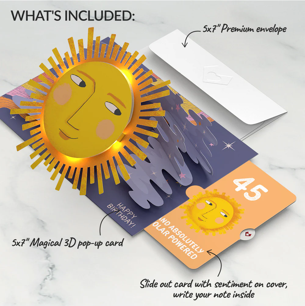 Another Trip Around the Sun 45th Birthday Light-Up Pop-Up Card and Sentiment Set - Image 2
