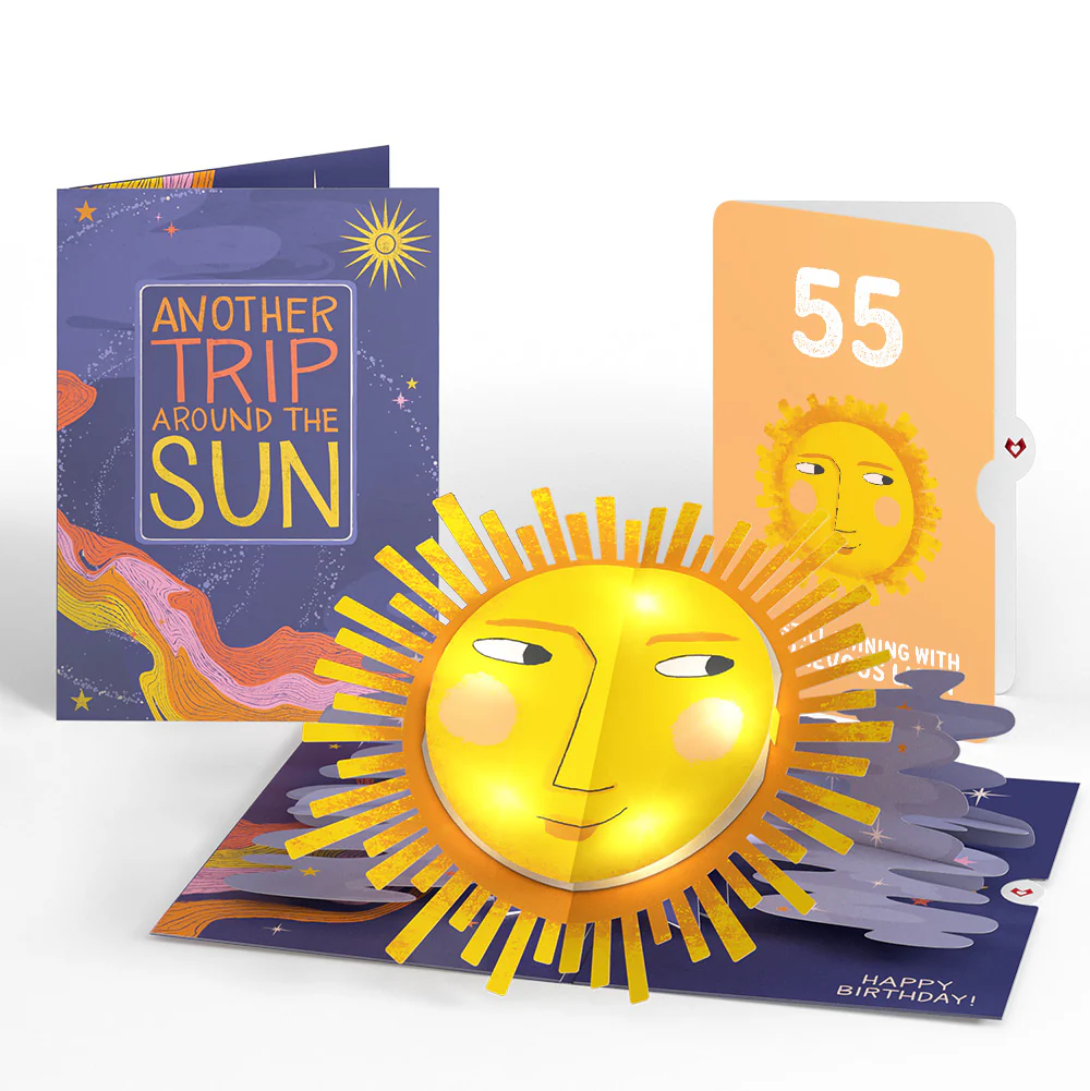 Another Trip Around the Sun 55th Birthday Light-Up Pop-Up Card and Sentiment Set