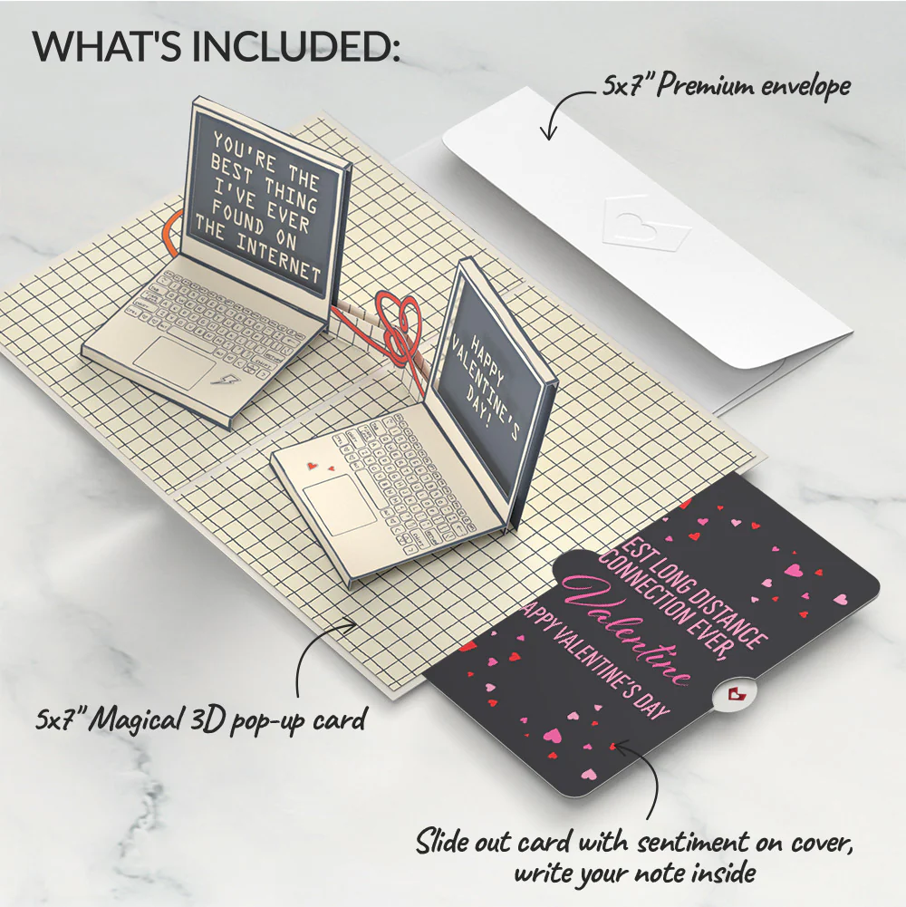 Best Thing I've Found on the Internet Valentine Pop-Up Card and Heart Confetti Long Distance Relationship Sentiment Set - Image 2