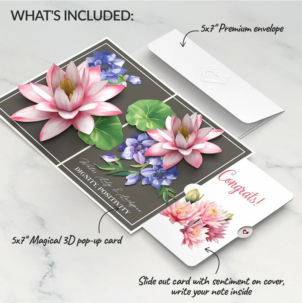 Born to Bloom: July Birth Month Flowers Congratulations Pop-Up Card and Sentiment Set - Image 2