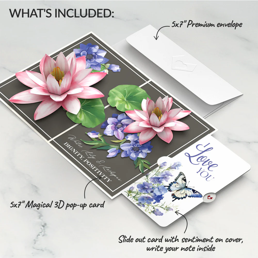 Born to Bloom: July Birth Month Flowers Love Pop-Up Card and Sentiment Set - Image 2