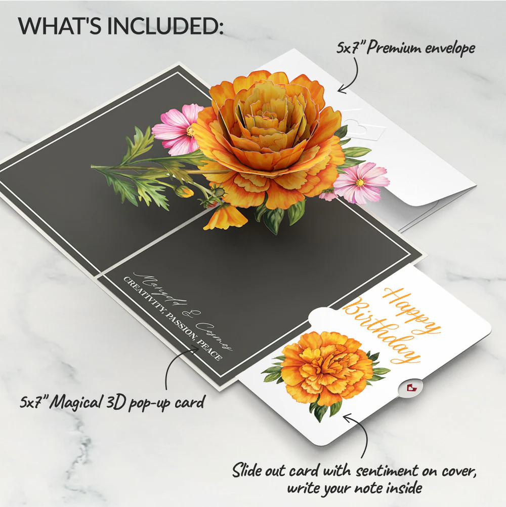 Born to Bloom: October Birth Month Flowers Pop-Up Card and Sentiment Set - Image 2