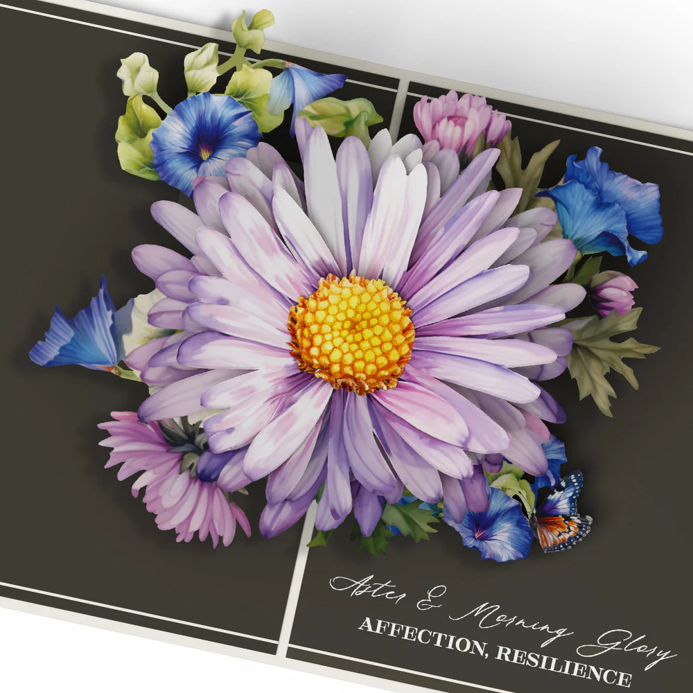 Born to Bloom: September Birth Month Flowers Pop-Up Card and Aster Sentiment Set - Image 3