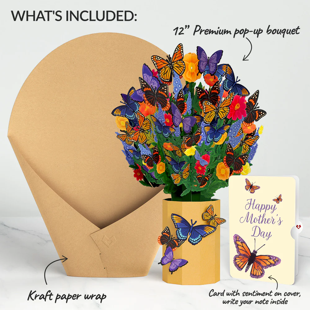 Brilliant Butterfly Mother’s Day Bouquet and Sentiment Set for Mom - Image 2