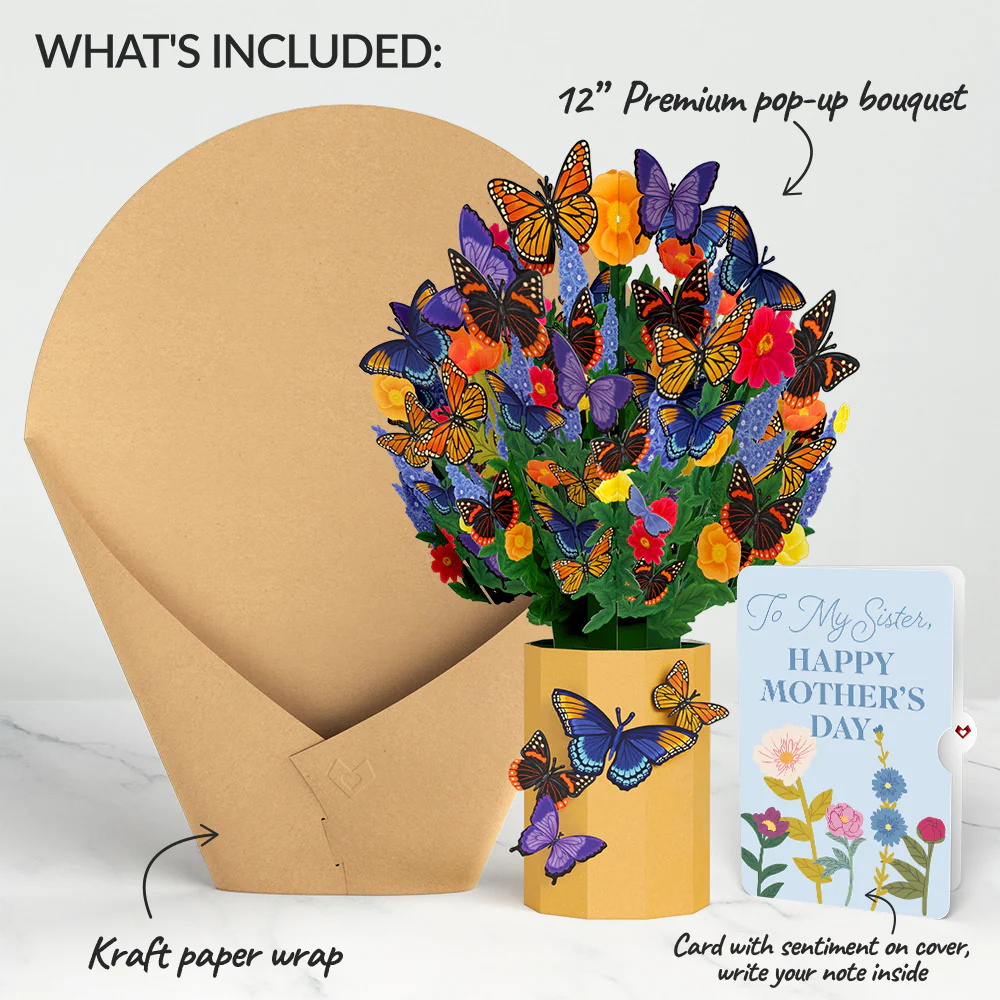 Brilliant Butterfly Mother's Day Bouquet and Sentiment Set for Sister - Image 2
