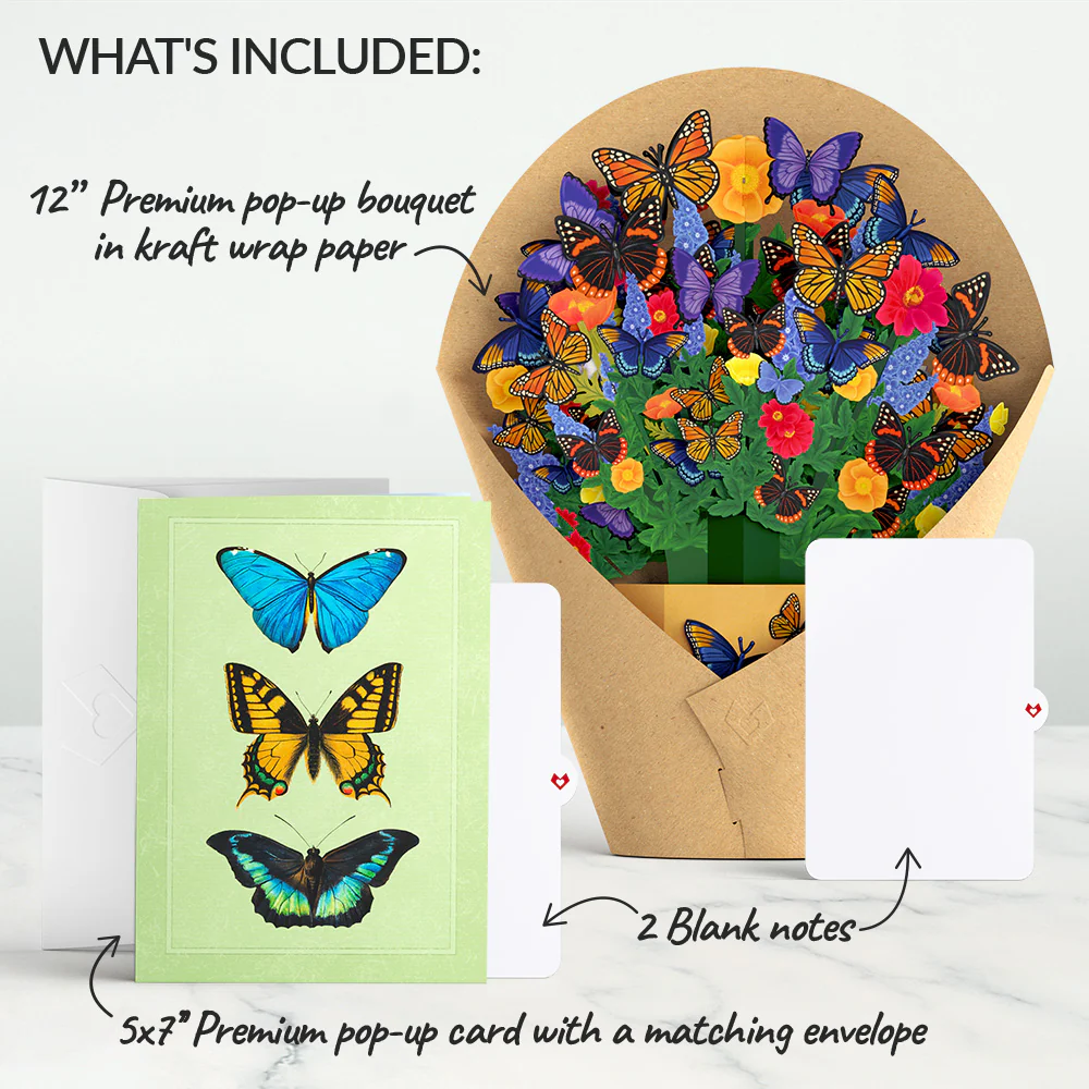 Brilliant Butterfly Pop-Up Card and Bouquet Bundle - Image 2