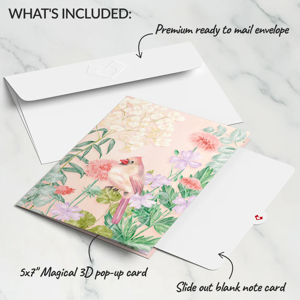 Cardinals in the Garden Pop-Up Card - Image 5