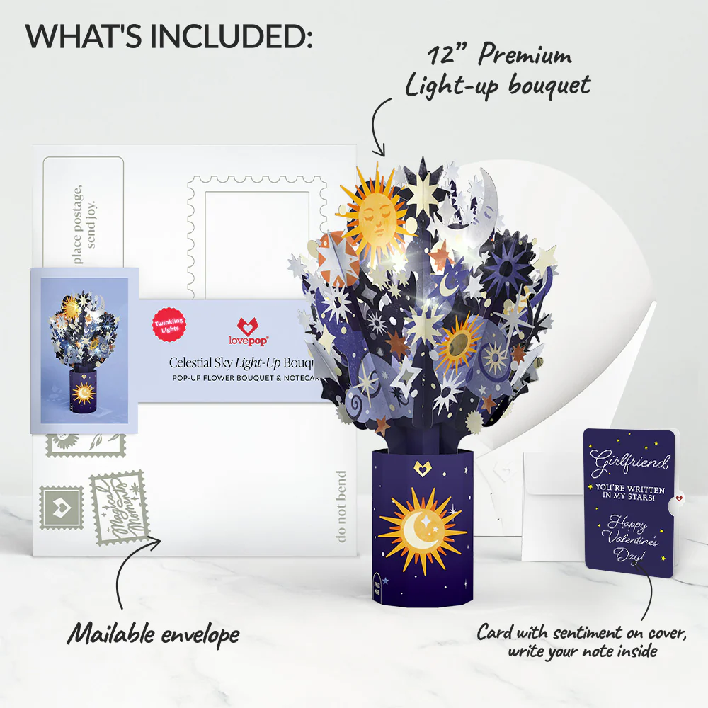Celestial Sky Valentine Light-Up Bouquet and Sentiment Set for Girlfriend - Image 2