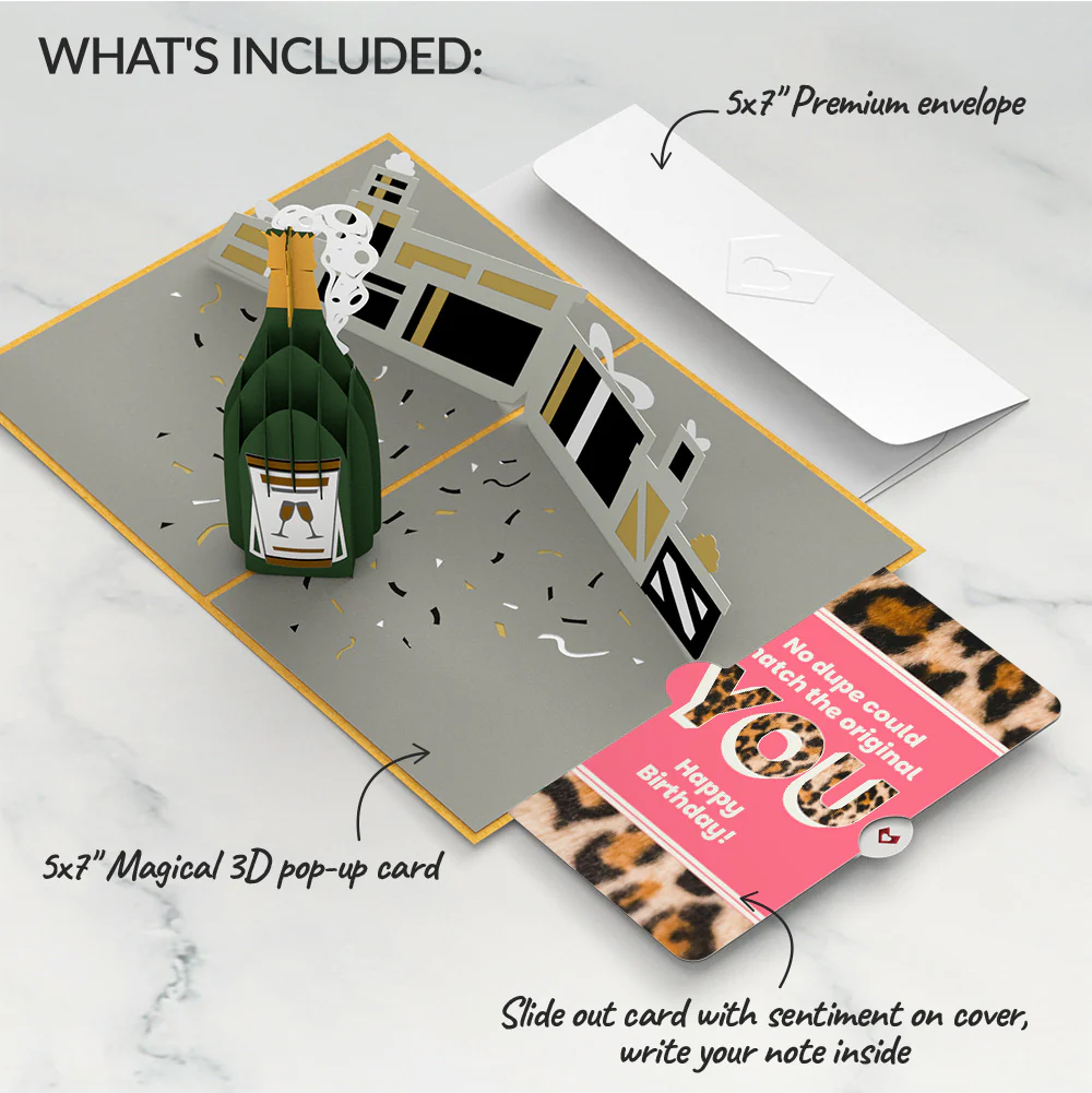 Champagne Celebration Birthday Pop-Up Card and The original YOU Sentiment Set - Image 2