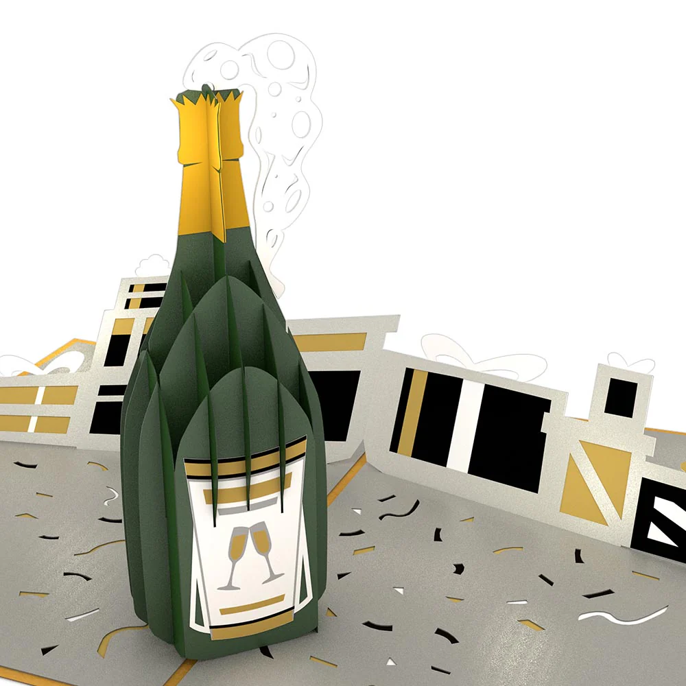 Champagne Celebration Birthday Pop-Up Card and Time to Party Sentiment Set - Image 3