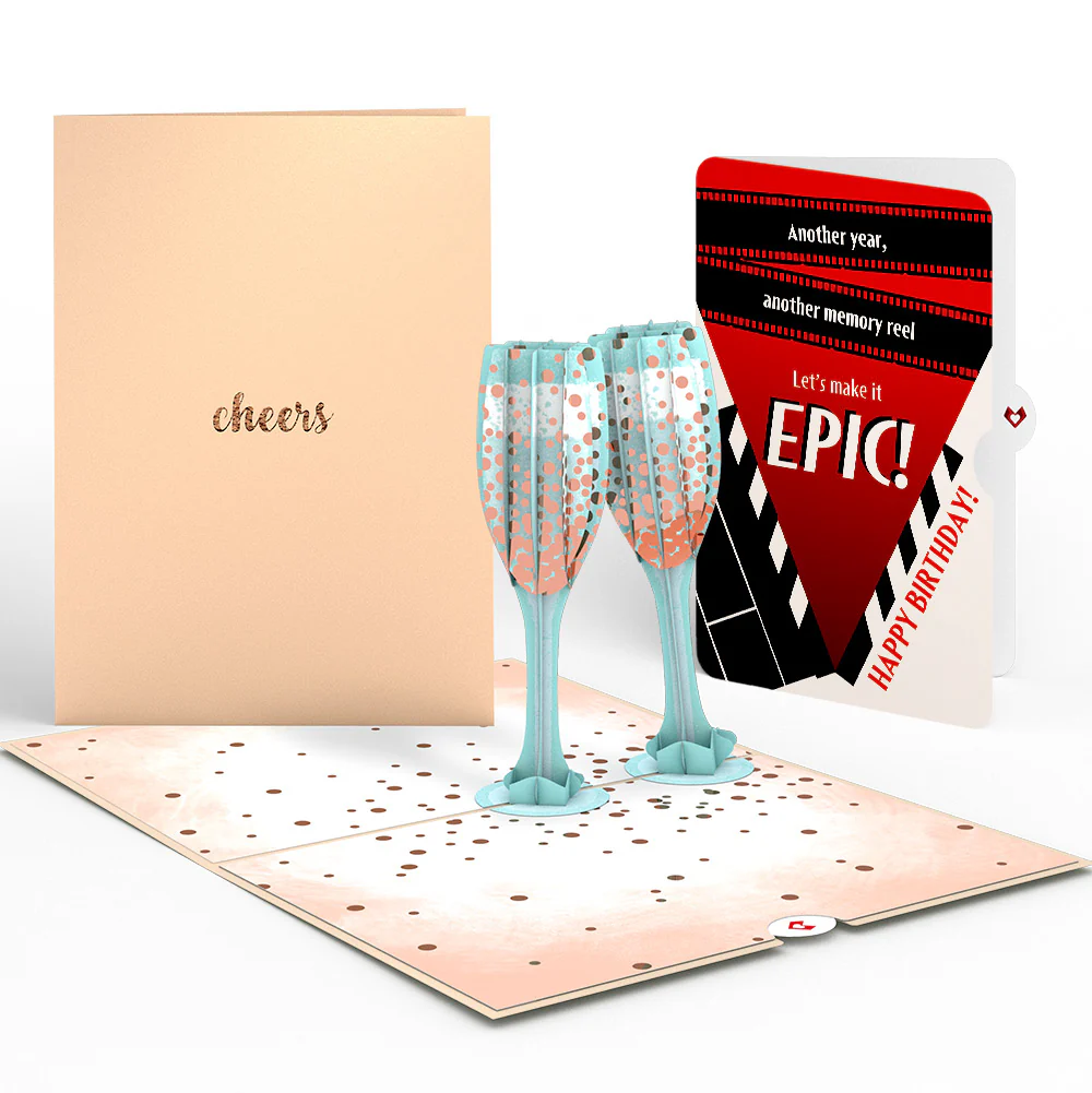Champagne Toast Birthday Pop-Up Card and Epic Reel Sentiment Set