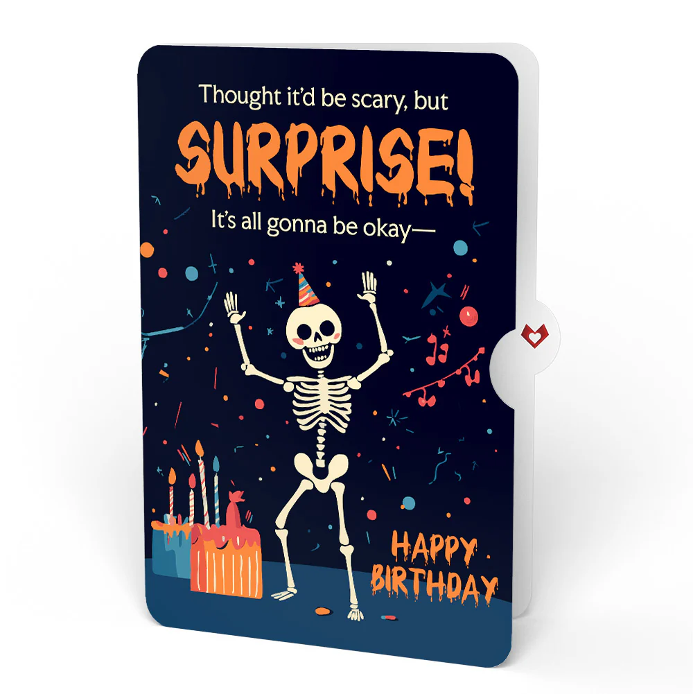 Champagne Toast Birthday Pop-Up Card and Surprise Skeleton Sentiment Set - Image 4