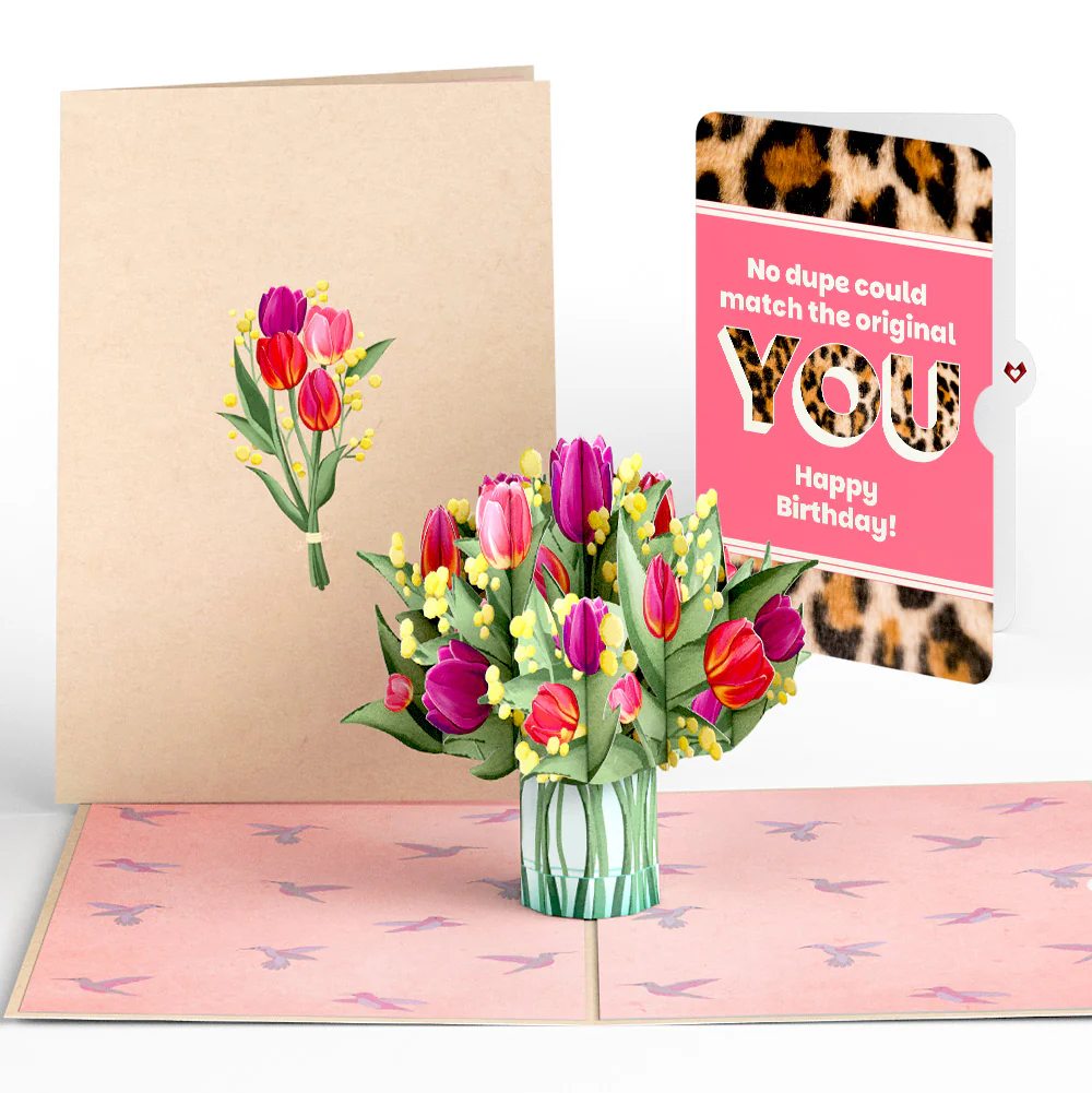 Cheerful Tulips Birthday Pop-Up Card and The original YOU Sentiment Set