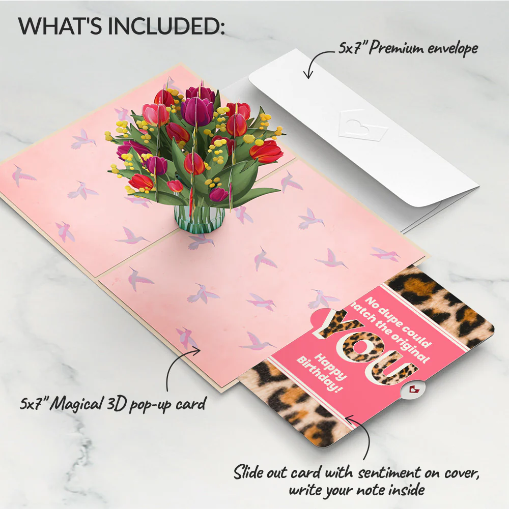 Cheerful Tulips Birthday Pop-Up Card and The original YOU Sentiment Set - Image 2