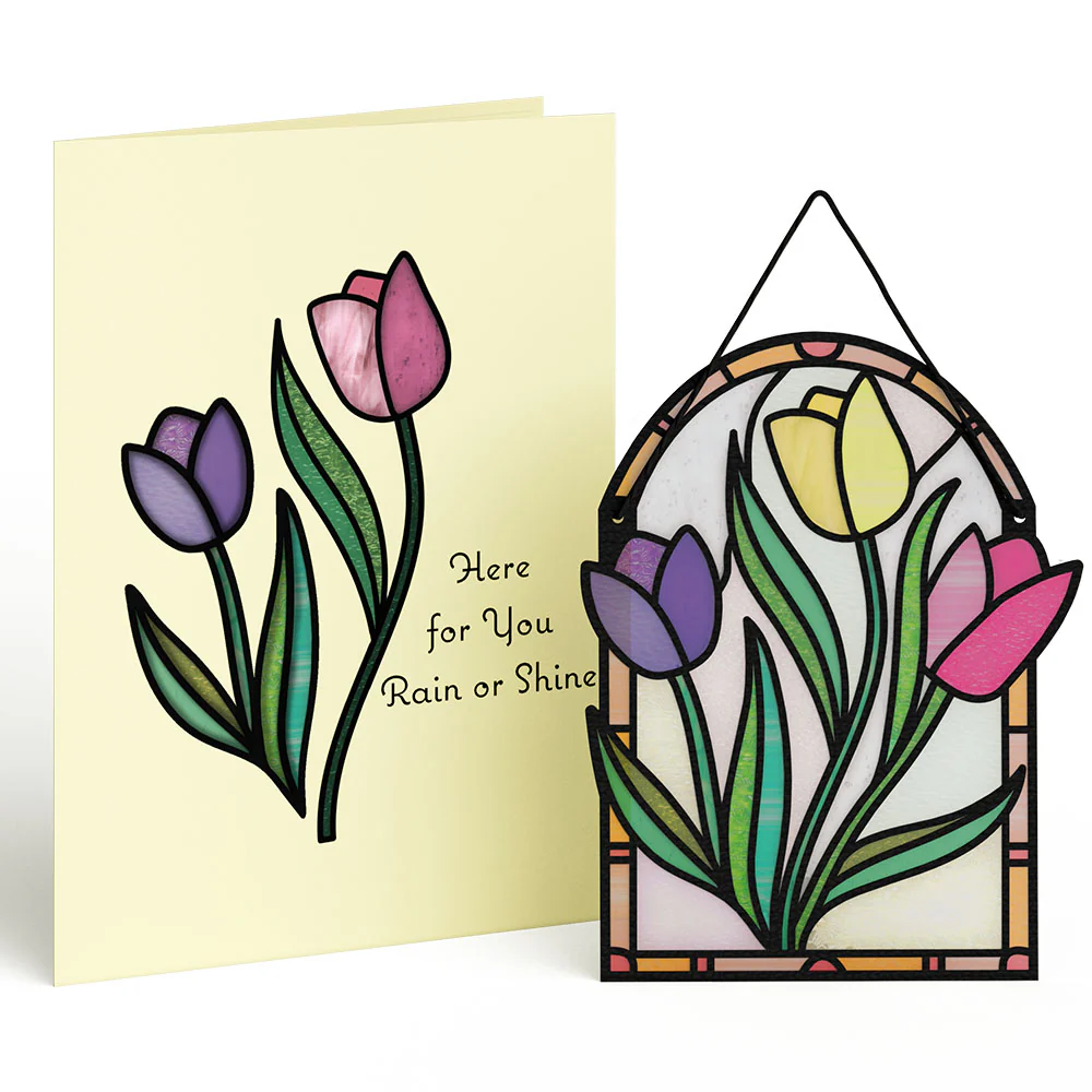 Cheerful Tulips Suncatcher Card & Pop-Up Bouquet Bundle - Image 2