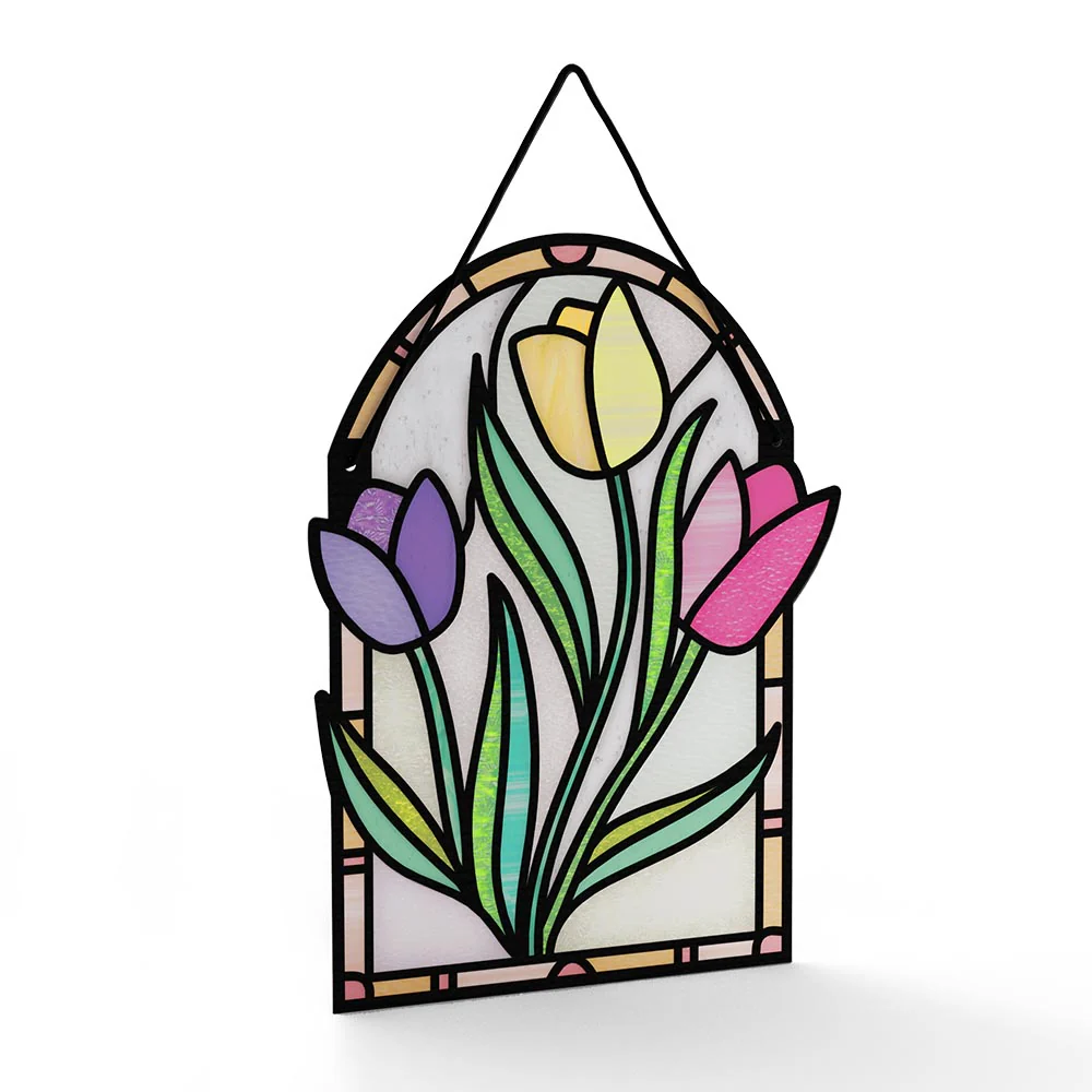 Cheerful Tulips Suncatcher Card & Pop-Up Bouquet Bundle - Image 3