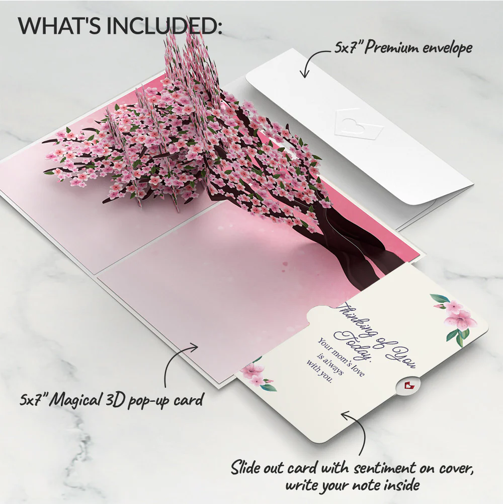 Cherry Blossom Branches in Bloom Mother's Day Pop-Up Card and Thinking of You Today Sentiment Set - Image 2