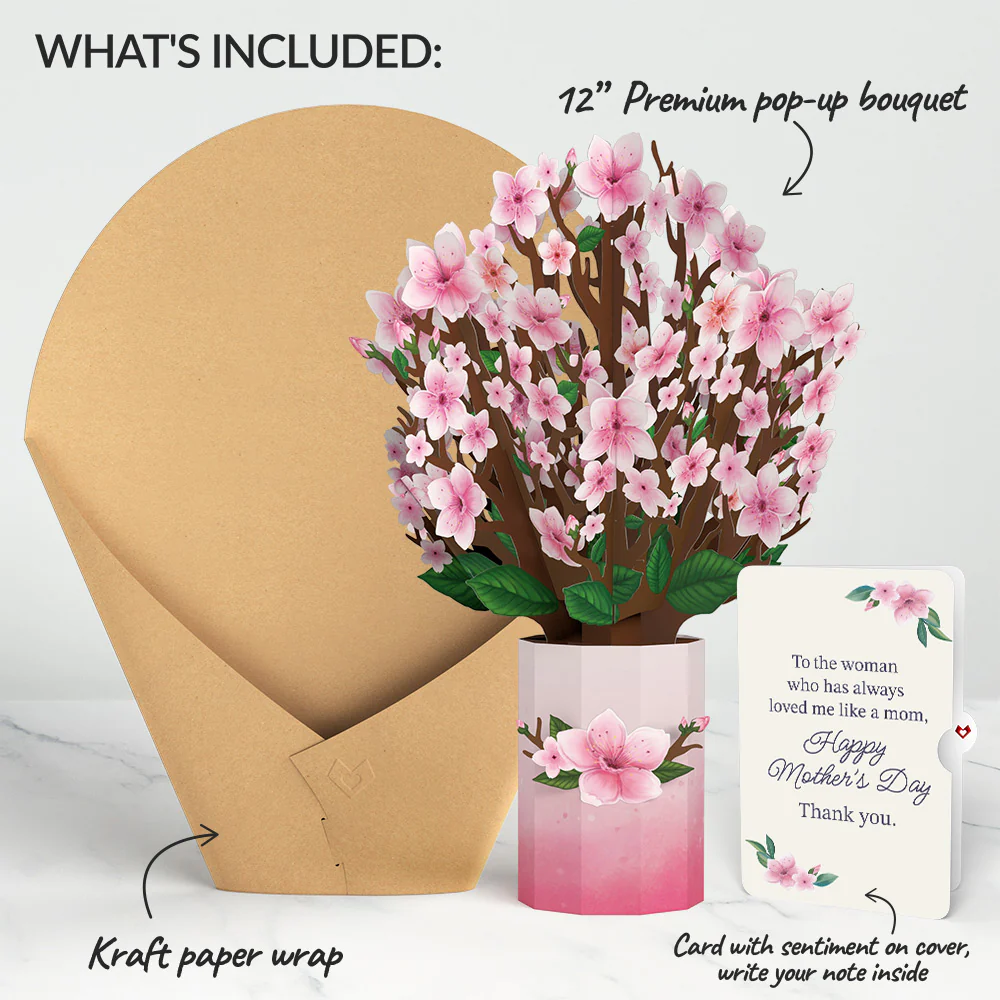 Cherry Blossom Mother's Day Bouquet and Loved Me Like A Mom Sentiment Set - Image 2