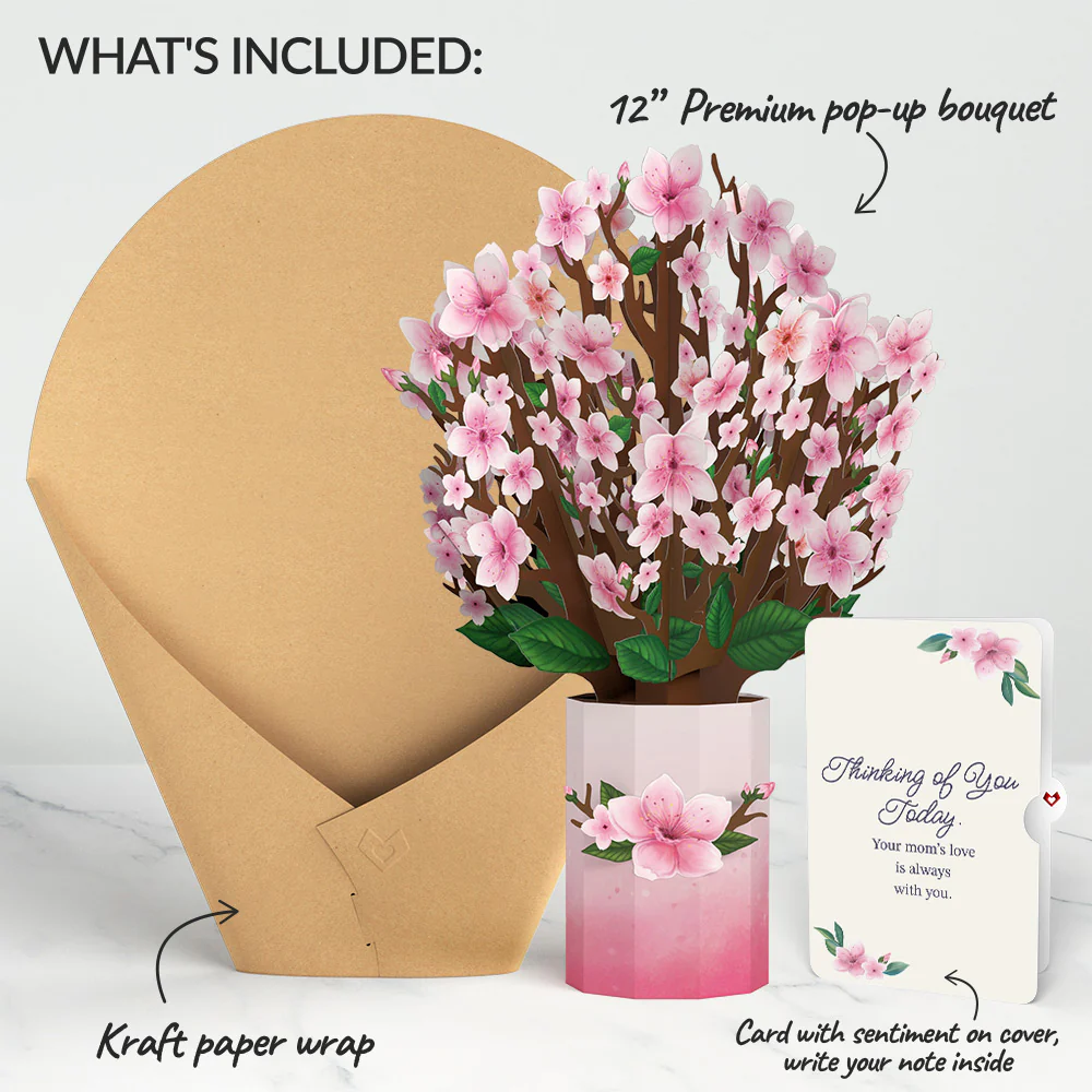 Cherry Blossom Mother's Day Bouquet and Thinking of You Today Sentiment Set - Image 2