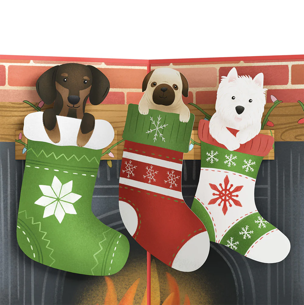 Christmas Dog Stockings Pop-Up Card and Sentiment Set for Teacher - Image 3