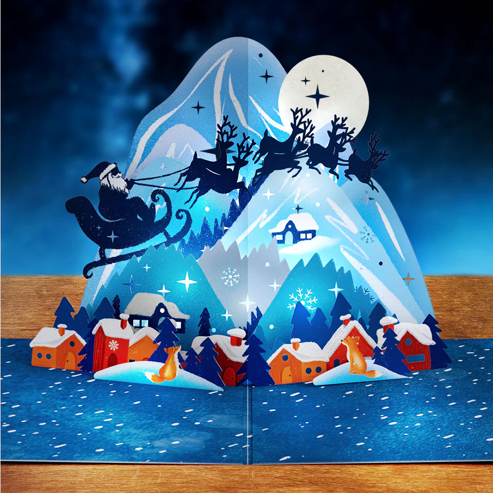 Christmas Eve Sleigh Ride Music and Lights Pop-Up Card - Image 2