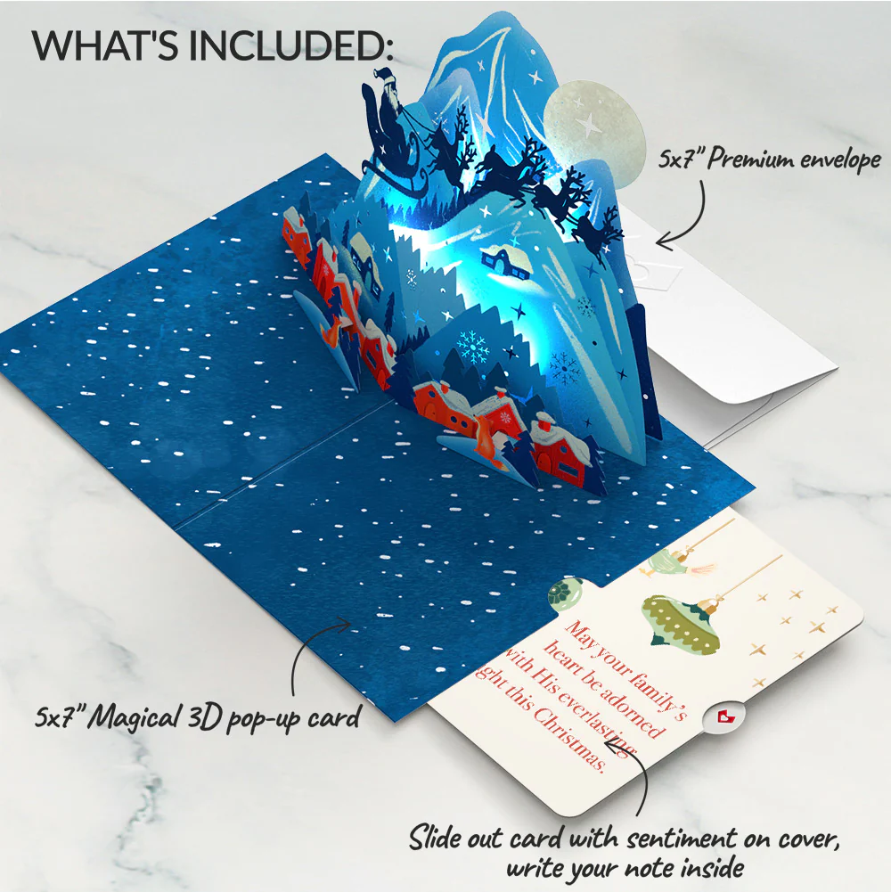 Christmas Eve Sleigh Ride Music and Lights Pop-Up Card and Sentiment Set for Family - Image 2