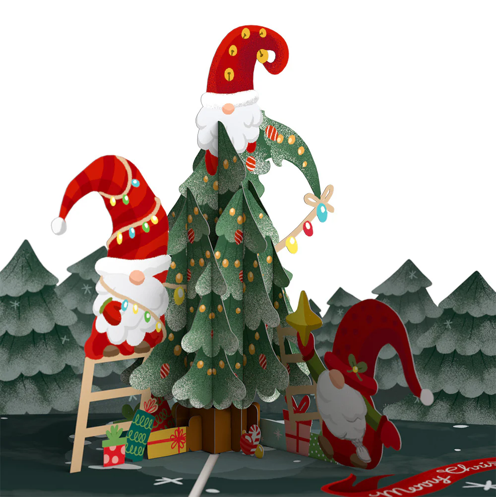 Christmas Gnomes Pop-Up Card and Funny Cat Sentiment Set - Image 3