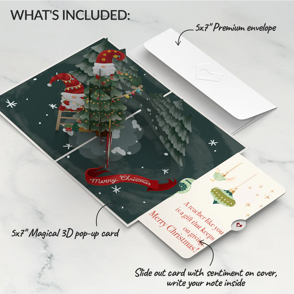 Christmas Gnomes Pop-Up Card and Sentiment Set for Teacher - Image 2