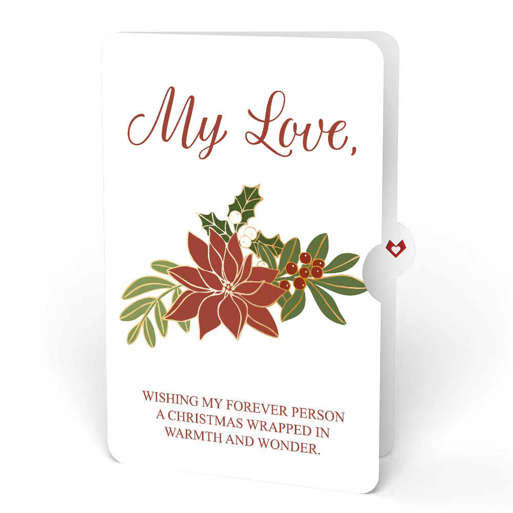 Christmas Joy Wreath and Poinsettia Love Sentiment Set for Partner - Image 4