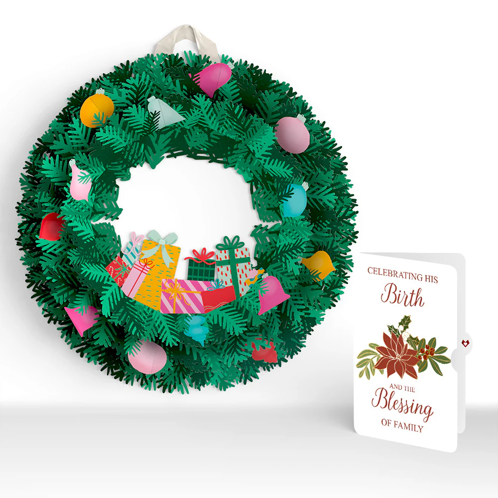 Christmas Joy Wreath and Poinsettia Blessing Sentiment Set