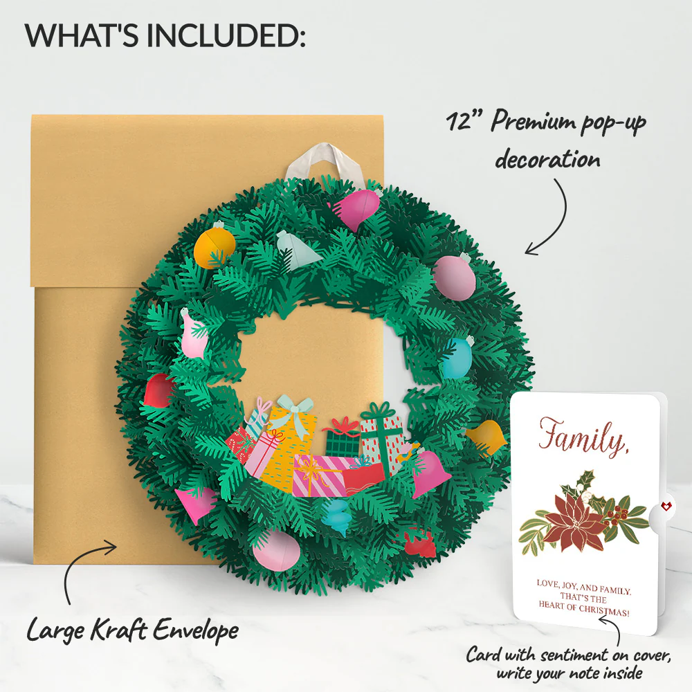 Christmas Joy Wreath and Poinsettia Sentiment Set for Family - Image 2