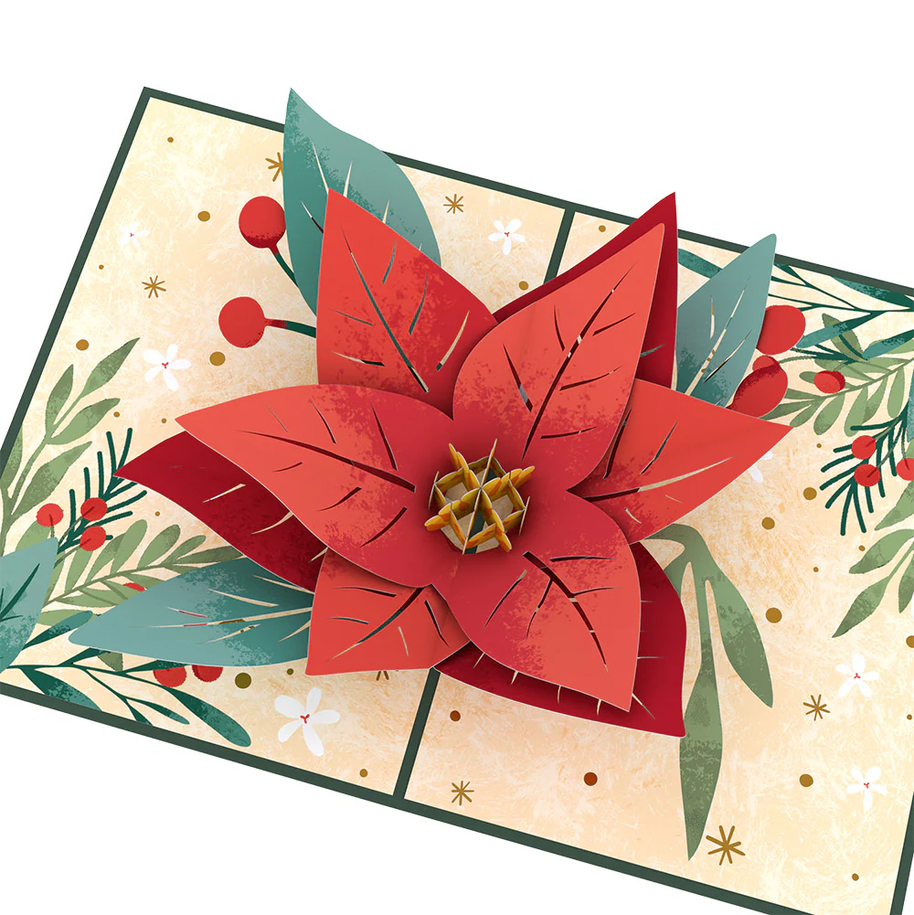 Christmas Poinsettia Bloom Pop-Up Card and Merry & Plentiful Sentiment Set - Image 3