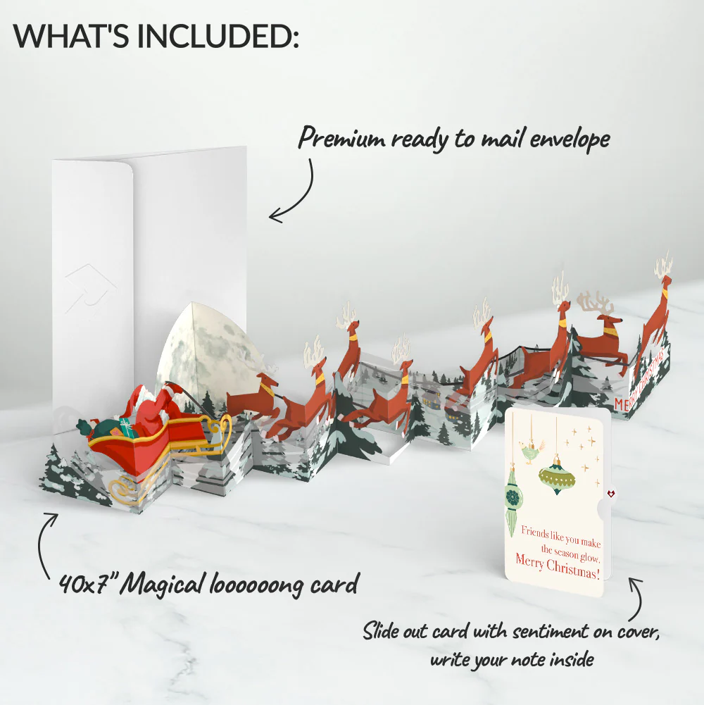 Christmas Sleigh Ride Loooooong Card™ (Expands to 2 feet) and Sentiment Set for Friend - Image 2