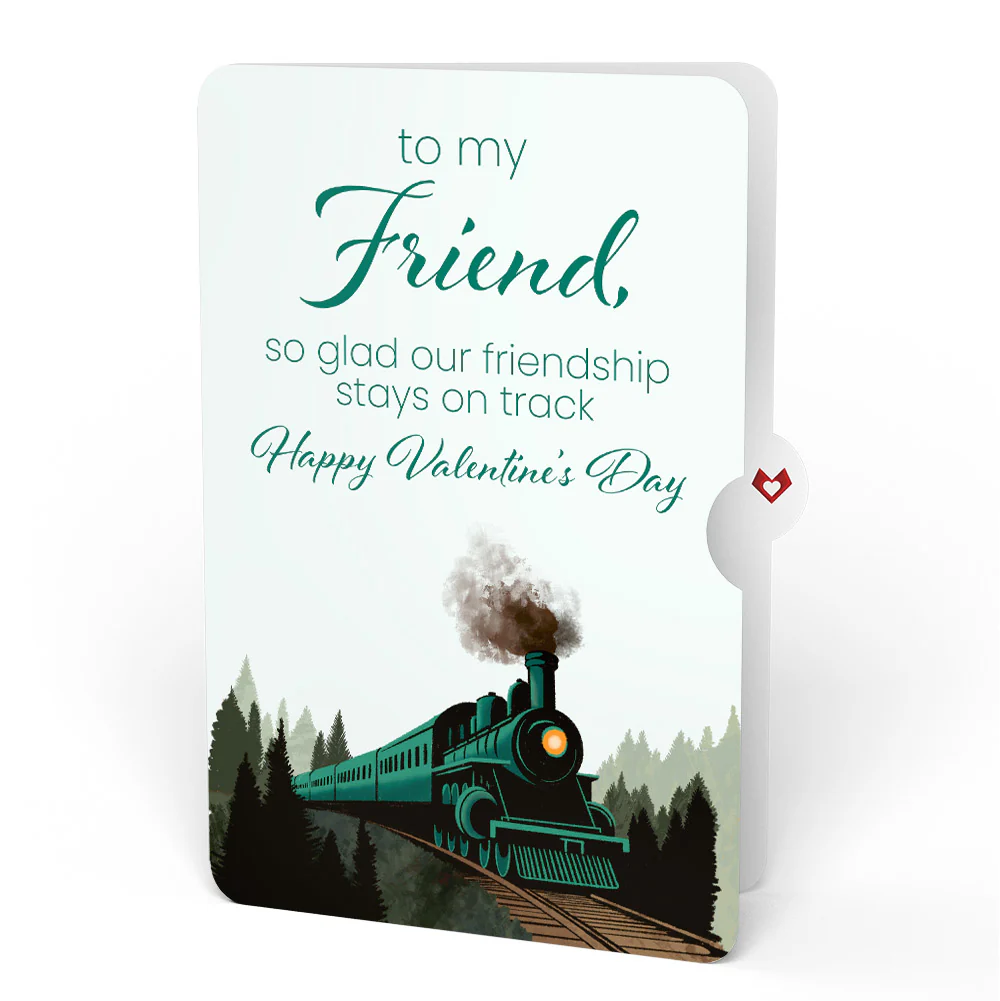 Classic Train Valentine Pop-Up Card and Sentiment Set for Friend - Image 4
