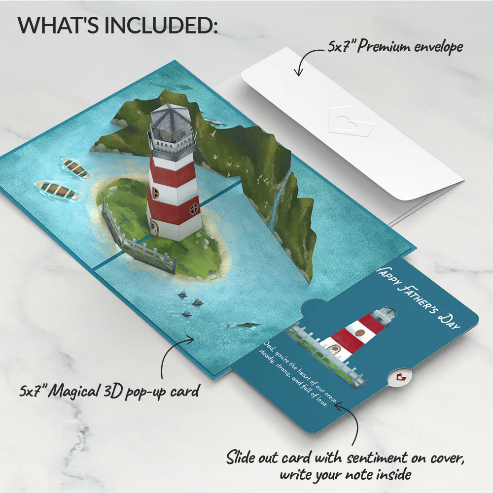 Coastal Lighthouse Father's Day Pop-Up Card and Sentiment Set - Image 2
