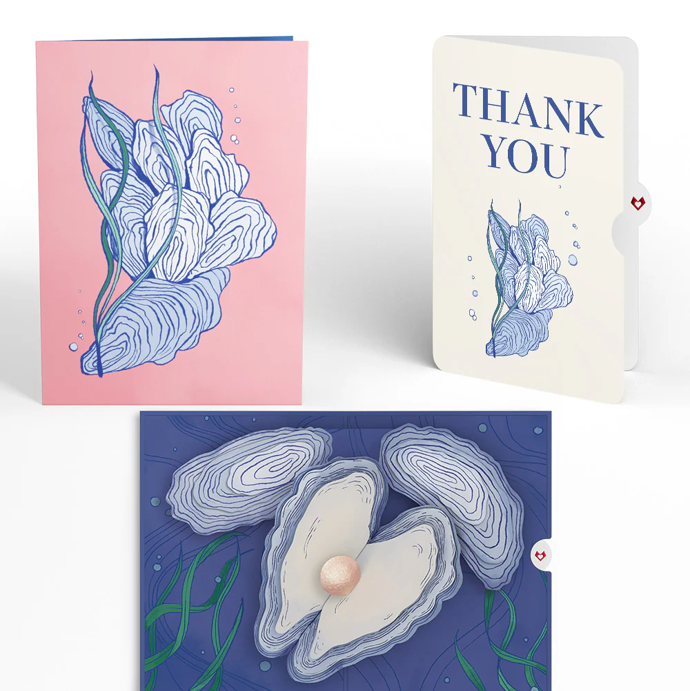Coastal Oysters Thank You Pop-Up Card and Sentiment Set