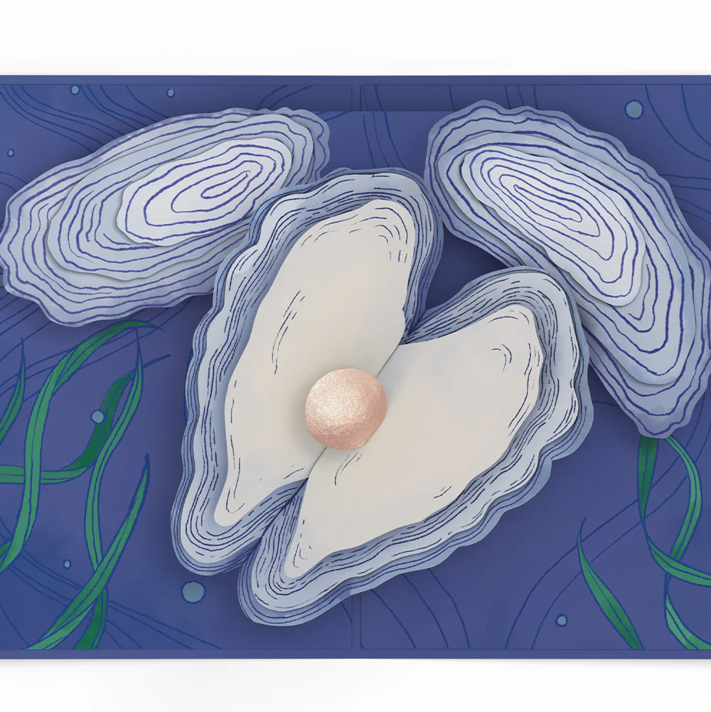 Coastal Oysters Thank You Pop-Up Card and Sentiment Set - Image 3