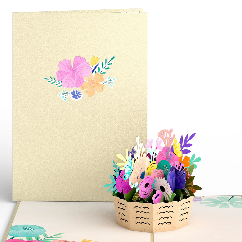 Colorful Blooms Basket Pop-Up Card